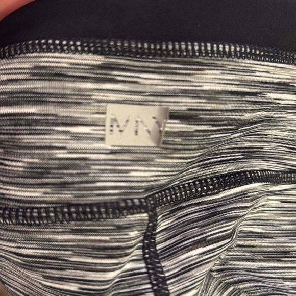 MNY Black, White, Gray Striped Capri Leggings - Picture 6 of 6